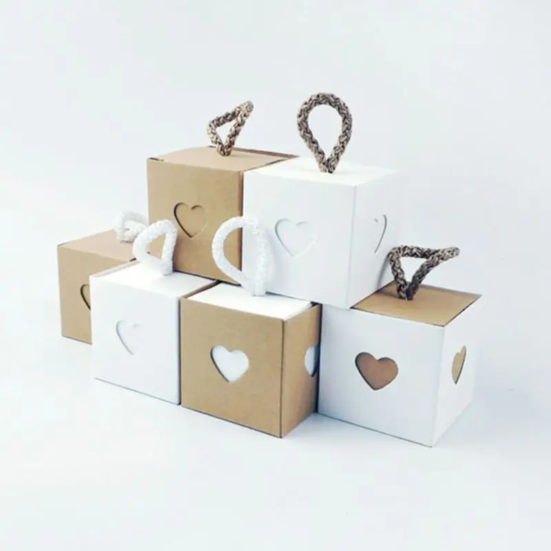 

10Pcs Kraft Paper Packing Case Candy Box Set Retro Style Gifts Favor Decor Party Celebration Bag With Ribbon And Tag Wedding Acc