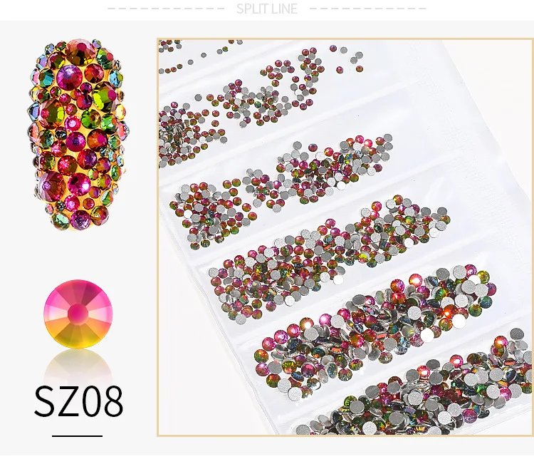 HNM 1 сумка, разноцветные акриловые стразы, украшения, Кристальные блестки, блестящие стразы для одежды, для дизайна ногтей, сделай сам, камень, гель для ногтей, инструменты - Цвет: SZ08