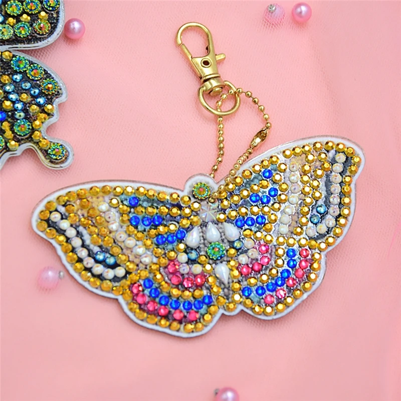 5pcs/set 5D Diamond Painting Butterfly Keychain Key Ring Drill DIY Embroidery Painting Gift Cross Stitch алмазная вышивка