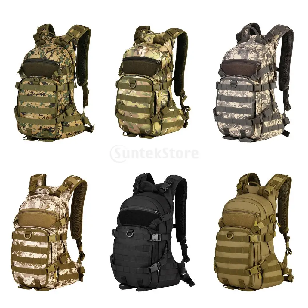 

25L MOLLE Military Tactical Backpack Rucksack Hydration Pack Helmet Carrier Sport Casual Bag for Hiking Camping Cycling Trekking