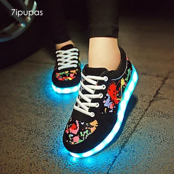 

7ipupas 11 colors led luminous shoes lovers led shoes for boys girls unisex glowing sneakers usb Light lumineuse sneakers kids