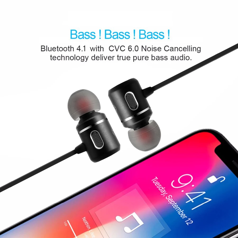 FBYEG Wireless Bluetooth Earphone Headphones Sport Bluetooth Headset Earbuds Magnetic Earpiece with Microphone for phone