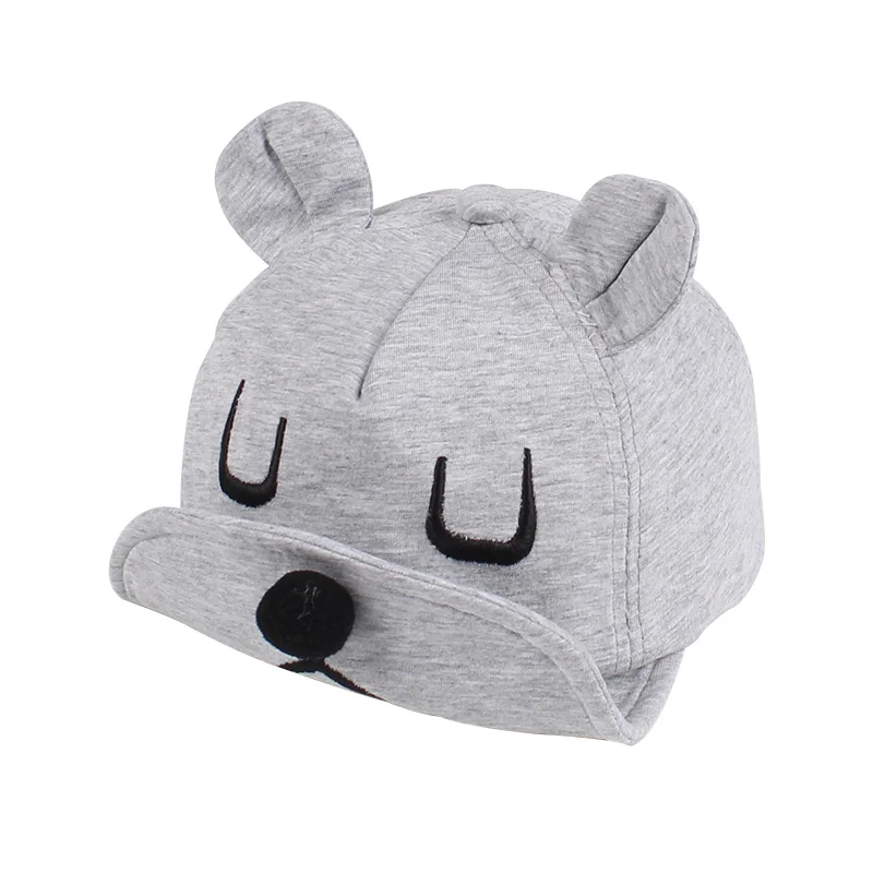 Soft Baby Baseball Cap Bear Ears Baby Hat  Cotton Autumn Infant Cap For Boys Girl Solid Cartoon Sun Hat Black Pink Gray Kids Cap (2)