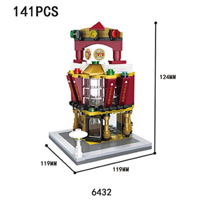 Строительные блоки мини-Модель "улица" магазин городской серии блоки детские фигурки игрушки развивающие кирпичные игрушки для детей рождественские подарки - Цвет: 141PCS Casino