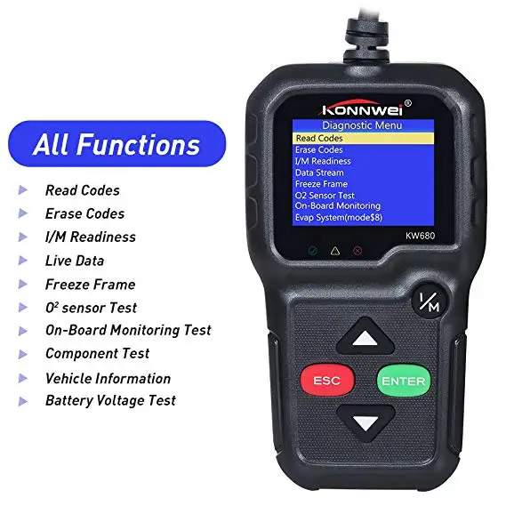Профессиональный сканер OBD2 OBDII считыватель кодов Авто KW680 и EOBD на русском