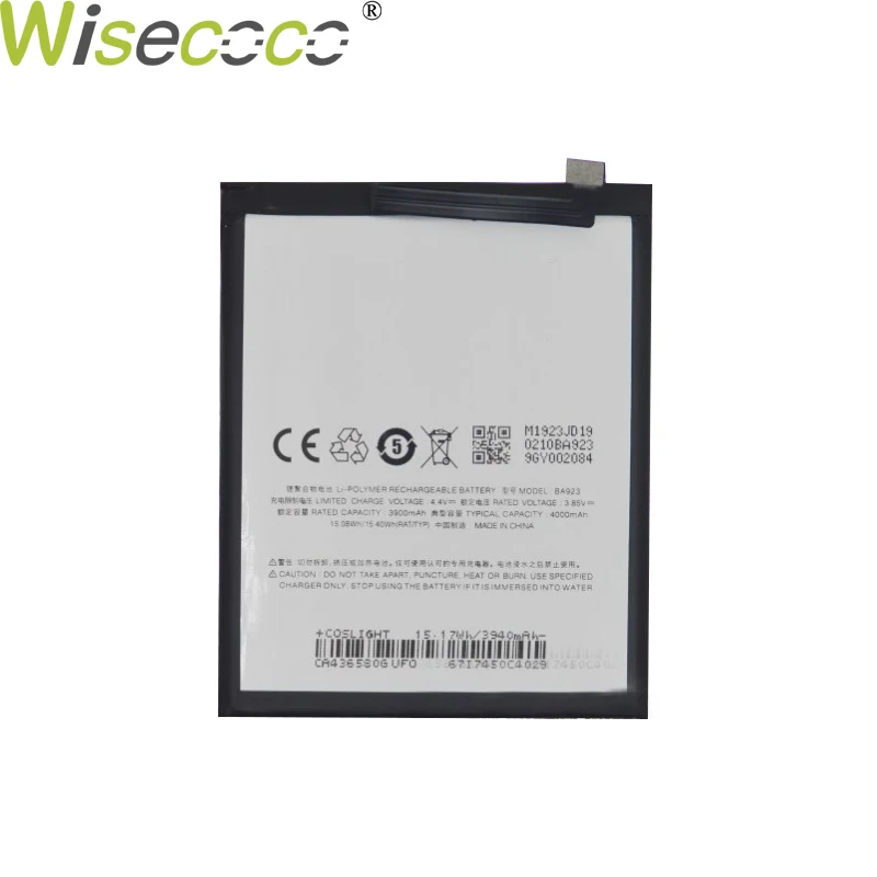 

WISECOCO 2pcs New Original 4000mAh BA923 Battery For Mei zu NOTE 9 m 9 M923Q Smart Phone High Quality In Stock + Tracking Number