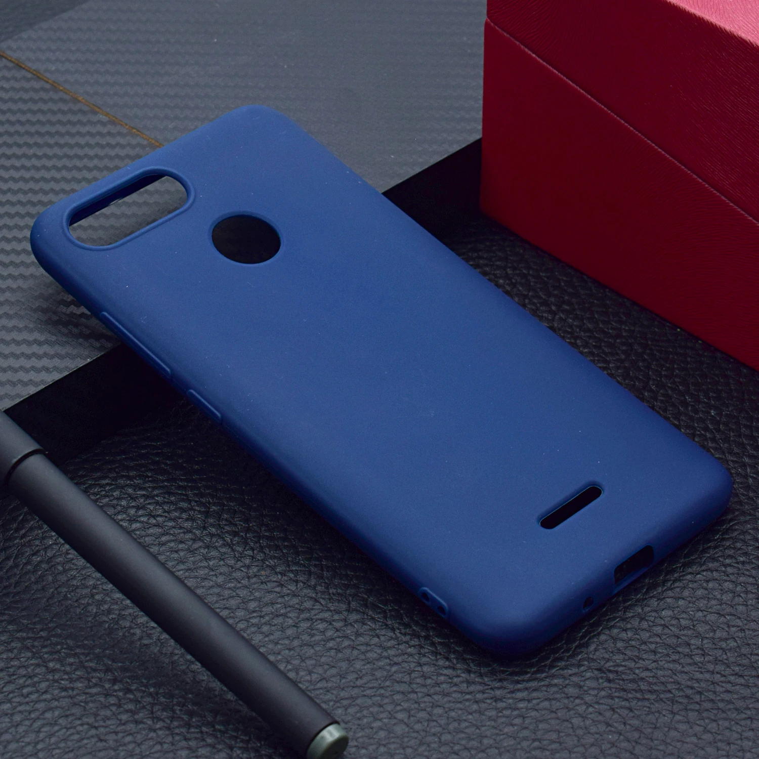Однотонный чехол Sunjolly для Redmi 6 мягкий силиконовый из ТПУ розового и синего цвета