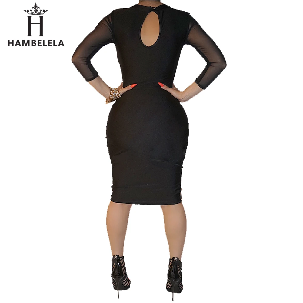 IDress Sexy Club Dress Women Sequin Bodycon Dress Black Friday Long Sleeve Autumn Winter Knee Length Black Dress O Neck Hollowed Vestidos Bandage Dress  (1)