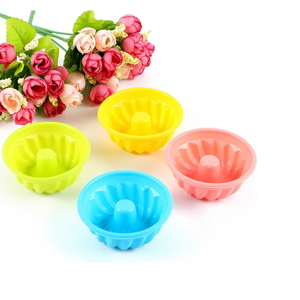 6Pcs Round Flower shape Silicone Muffins Baking Mold for Cupcake cookie