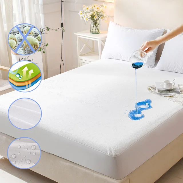 terry matelas imperméable protecteur couverture pour mouiller son
