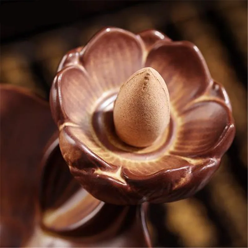 Керамическая курильница Lotus с водопадом подставка для благовоний в буддистском