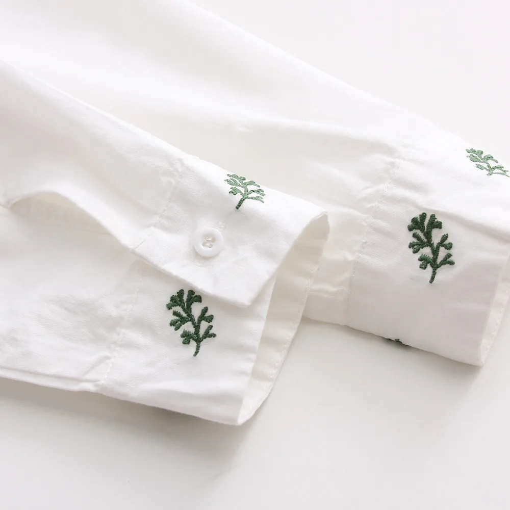 PLus Size Autumn Shirts Women White Turn Down Cotton Shirt