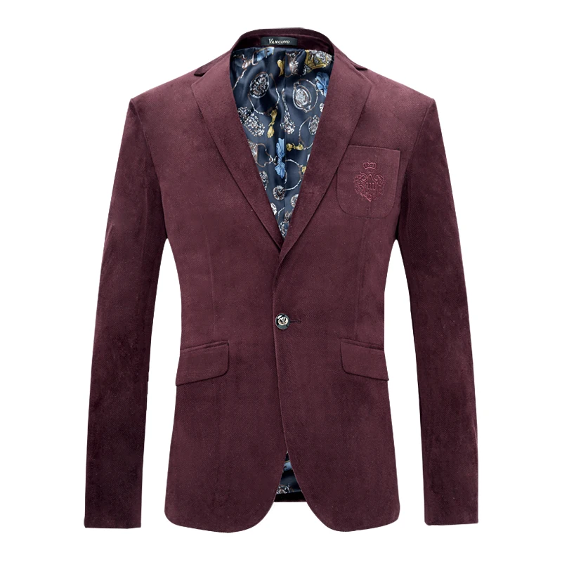 

2019 autumn new men's business casual suit jacket men's slim pockets decorative blazer men's printed single button suit jacket