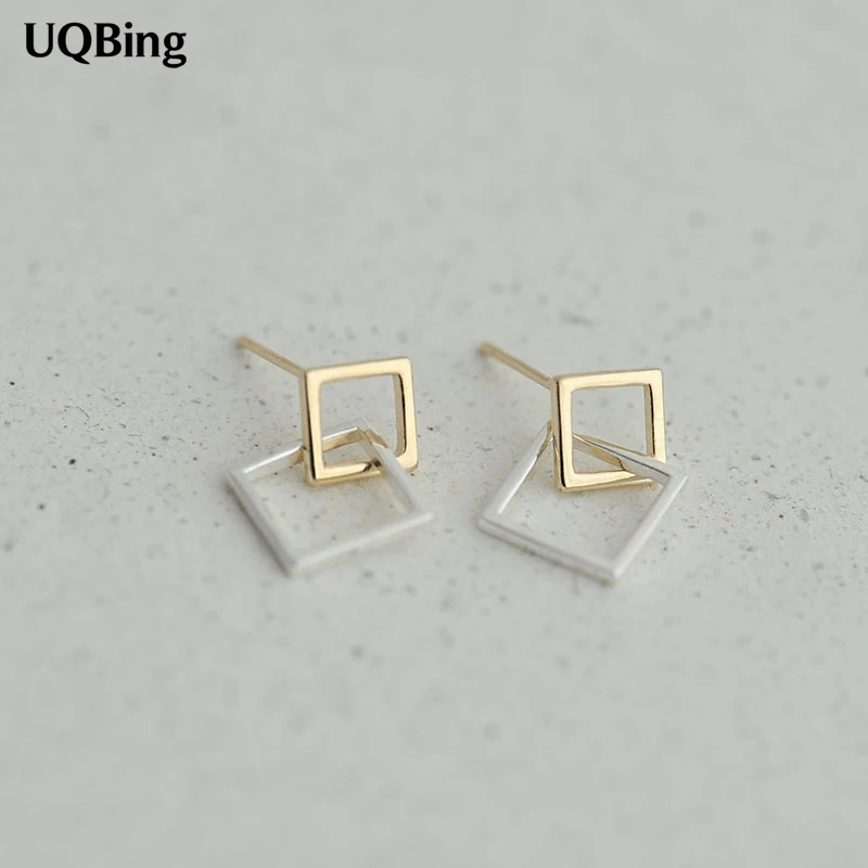 Новые модные 925 пробы серебряные Геометрические Квадратные серьги-гвоздики для женщин ювелирные изделия Brincos