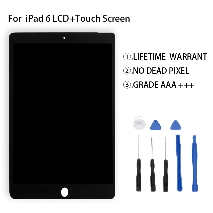 

New tested For iPad 6 Lcd Display Touch Screen Digitizer Assembly For iPad Air 2 Display LCD Free Tools