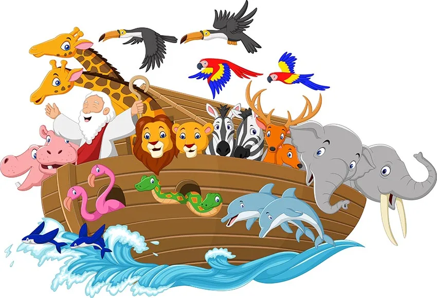 7 X5Ft Ark Noah Animal Boat Wave Giraffa Elephant Custom Photo Studio Sfondo Fondali Vinile 2.2 X1.5M