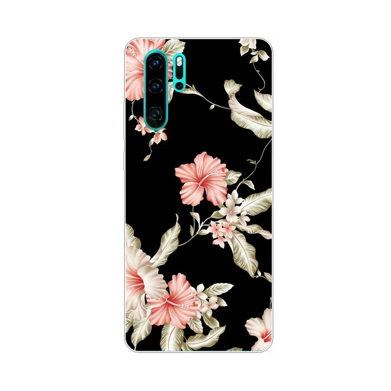 huawei p30 lite Case,Silicon bloom Flowers Painting Soft TPU Back Cover for huawei p30 pro Phone protect Bags shell