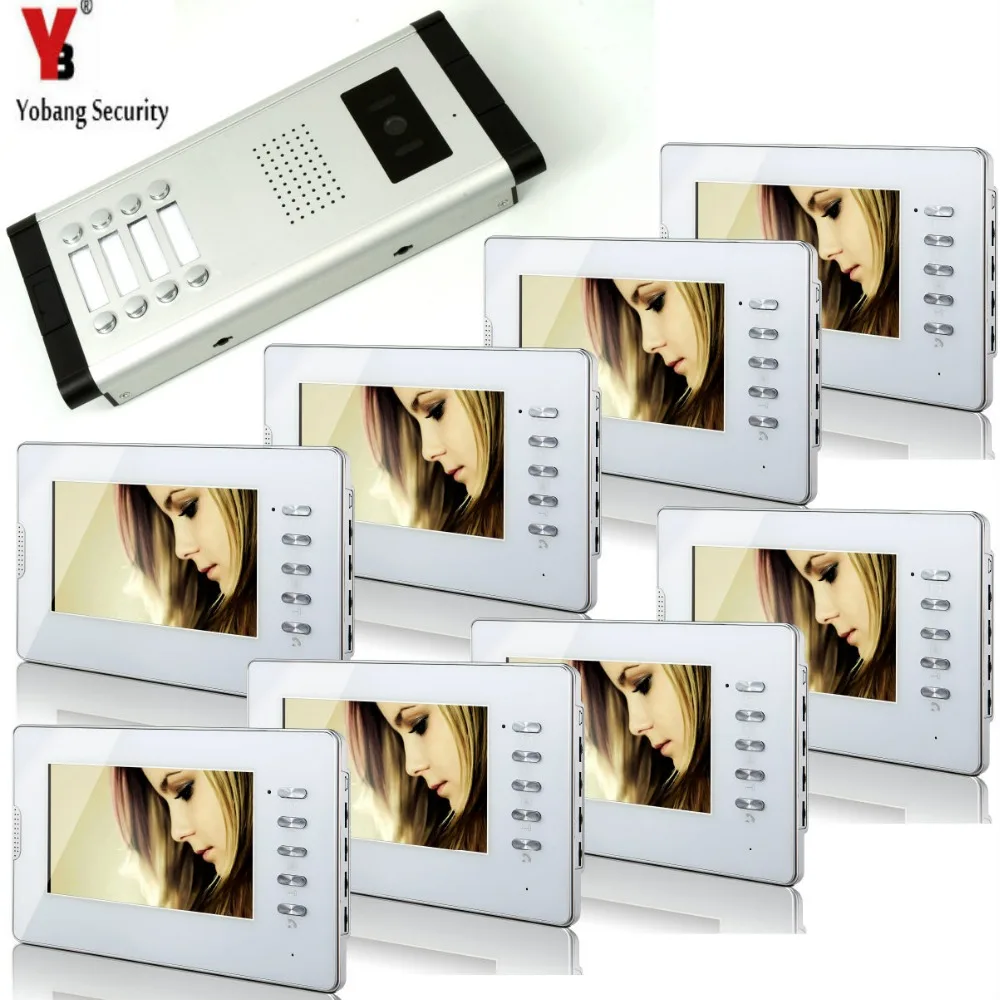 

Yobang Security 7''Inch TFT LCD Wired Video Door Phone Intercom System Camera with 6 button Waterproof Multi Apartments