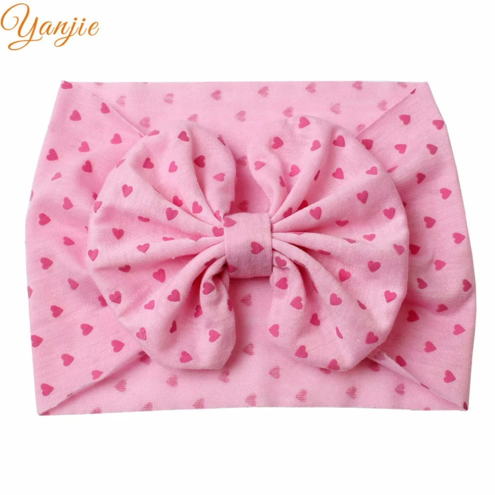

2019 Summer/Spring Dot Heart Printed Elastic Wide Cotton Headband Trendy Kids Girl Photography Hair Accessories Outdoor Headwrap
