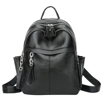 

Women's Leather backpack school Solid Color Versatile Backpack Large Capacity Travel Bag Fashion mochila escolar feminina Black
