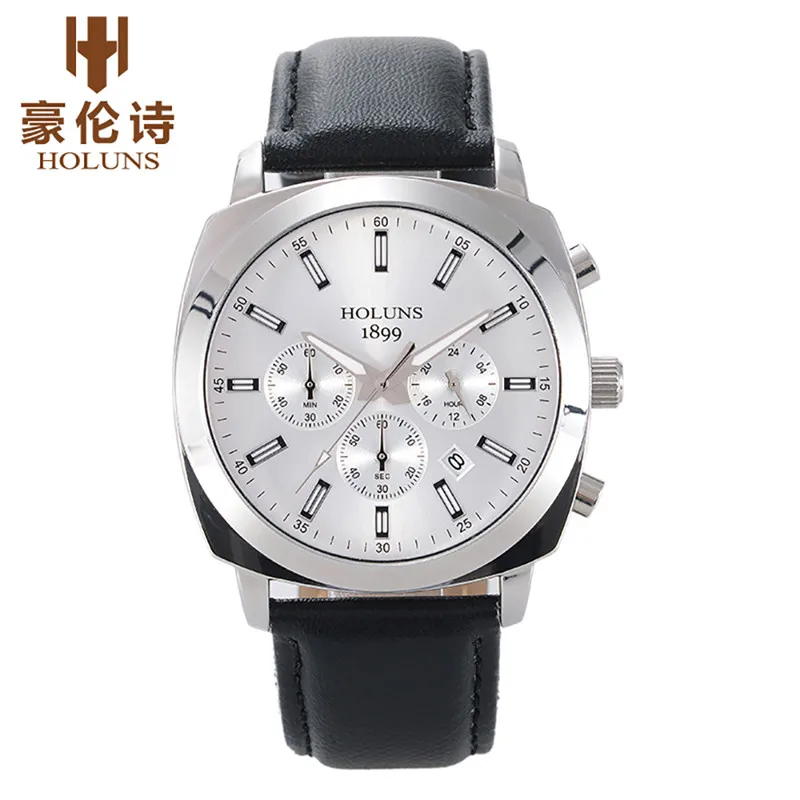 

HOLUNS Genuine Leather Chronograph Watches Mens Waterproof Outdoor Wristwatch Men's High Quality Quartz Watches Best Clock Gift