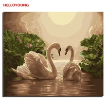Лебединое озеро DIY Ручная роспись маслом Новая любовь цифровая живопись по номерам Масляные картины китайские картины-свитки домашний декор