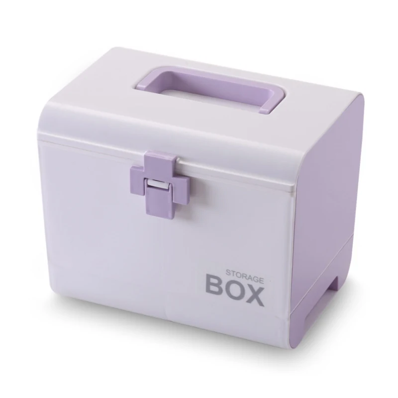 Аптечка первой помощи, медицинская коробка, 2 слоя, портативная, на открытом воздухе, для выживания, Аварийные наборы, для лечения, коробка для хранения лекарств, медицинский чехол - Цвет: Фиолетовый