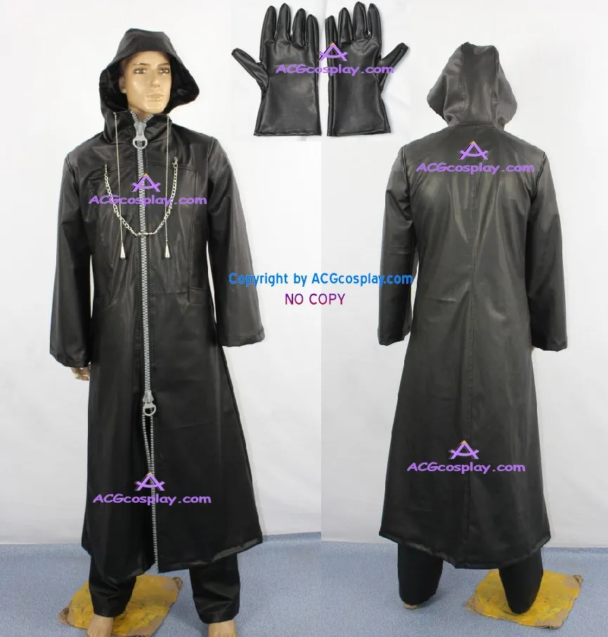 

Kingdom Hearts Organization XIII Cosplay Costume faux leather made wide zipper ACGcosplay