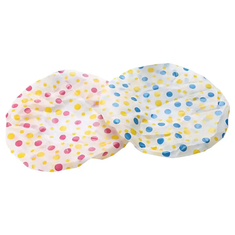 

2pcs Shower Cap Dot Pattern Durable Practical Waterproof Multifunction Bath Hat Hair Cover for Bathing Accessories Bathroom