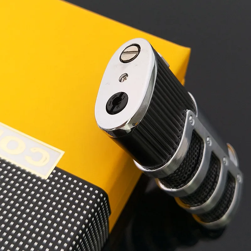 COHIBA Gridding Stripes style Turbo сигарета зажигалка ветрозащитный тройной фонарь Зажигалка