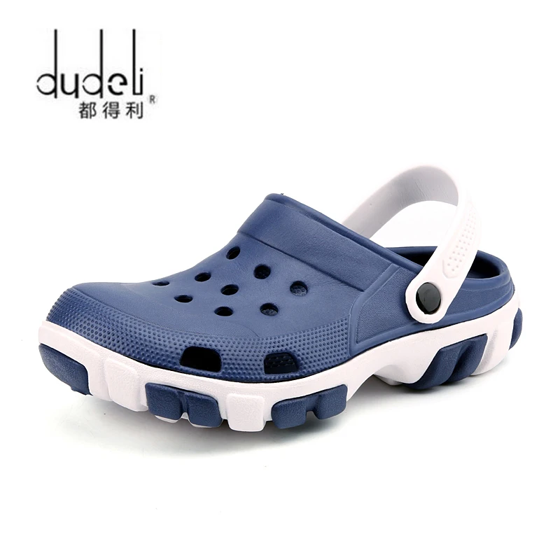 

DUDELI Mens Clogs 2019 Summer Garden Walking Mens Sandals Hollow Breathable Beach Sandals Closed For Men Medical Sandals
