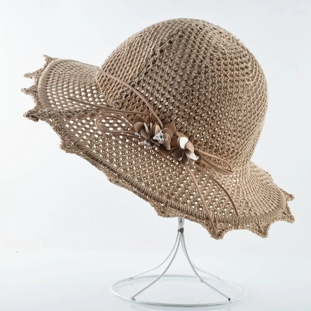 الأزياء محبوك قبعات من القش للنساء الصيف شاطئ كاب الصلبة اللون قبعة الشمس السيدات واسعة حافة الظل زهرة قبعات مرن بنما العظام الأزياء محبوك قبعات من القش للنساء الصيف شاطئ كاب الصلبة اللون قبعة الشمس السيدات واسعة حافة الظل زهرة قبعات مرن بنما العظام