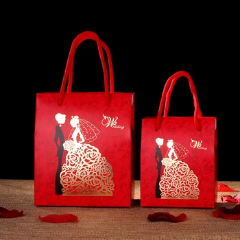 

20pcs Flower paper bag Gift box wrapping paper Red paper bag sugar Chinese style candy bag Wedding Decoration