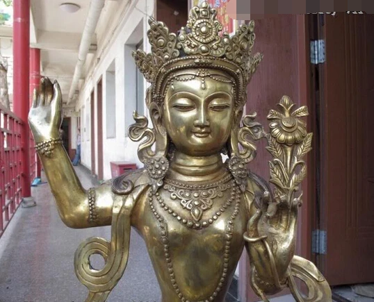 

huij 006567 Tibet Buddhism fane Copper Bronze Gild Manjushri GuanYin Kwan-Yin Buddha Statue