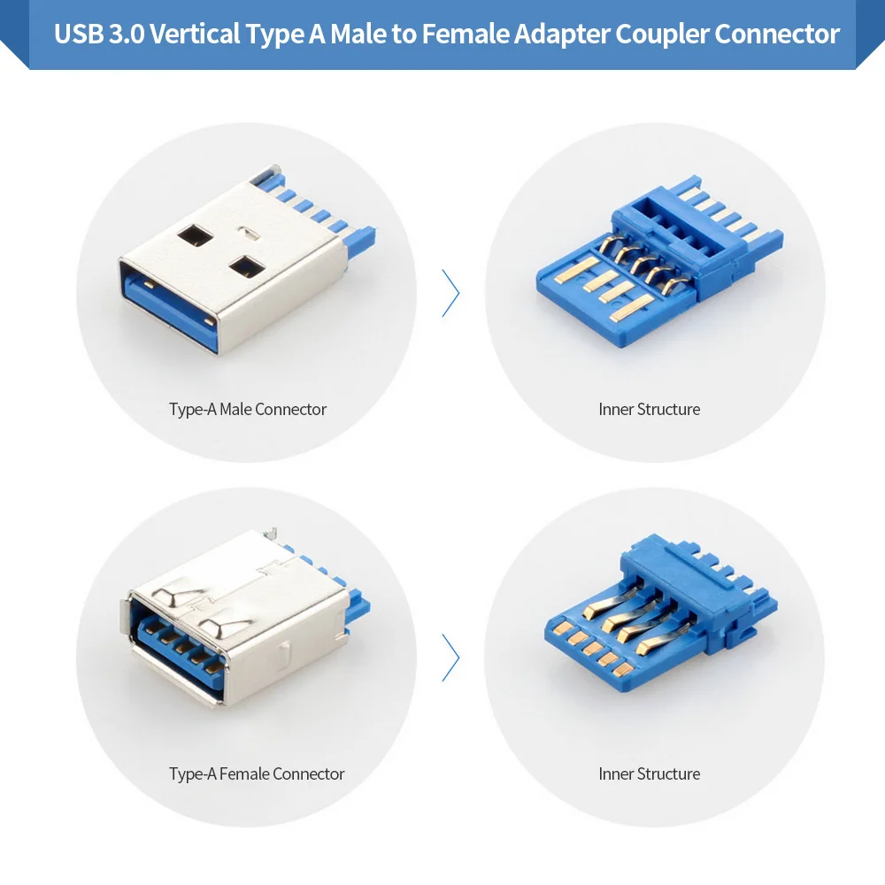 Адаптер USB 3 0 Вертикальный штыревой к женскому правый угол тип адаптер