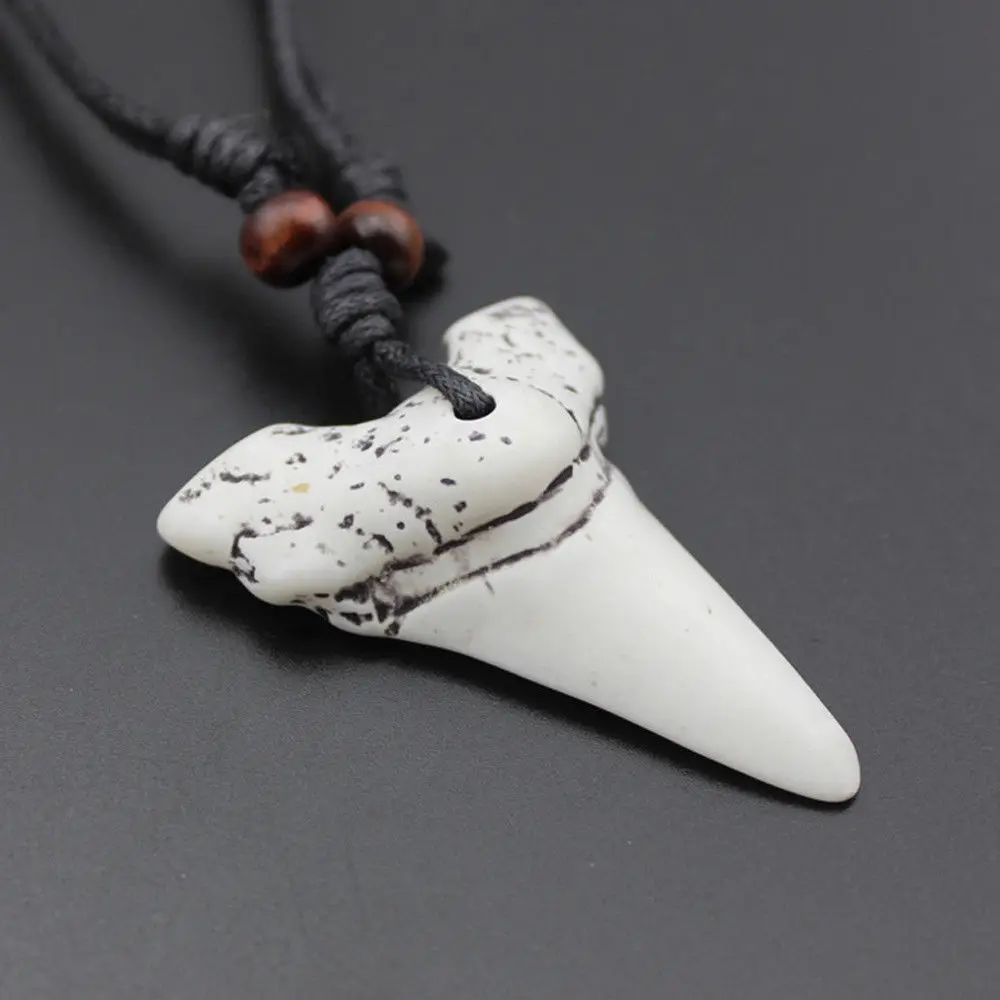 Mens Shark Tooth Teeth Pendant Necklace Charm Wax Cord Rope String Chain Jewelry Dropshipping Mens Shark Tooth Teeth Pendant Necklace Charm Wax Cord Rope String Chain Jewelry Dropshipping