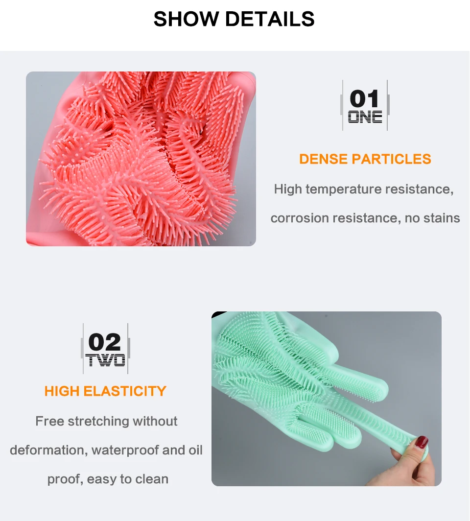 Sj пищевые силиконовые перчатки для мытья посуды, силиконовая рукавица для мытья посуды с щеткой, кухонные перчатки для очистки промывки по дому