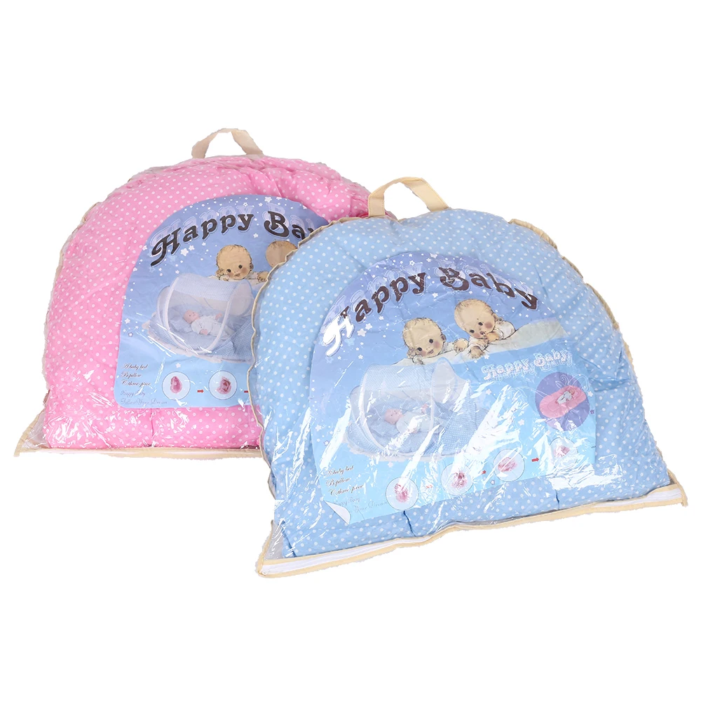 4pcs/lot Baby Crib Baby Bed With Mattress Pillow Set Portable Folding Crib Netting Newborn Bedding