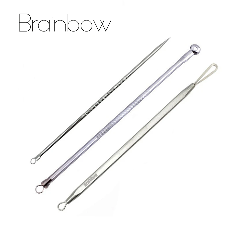 

Brainbow 3Pcs Face Pore Cleanser Blackhead Remover Tool Comedone Extractor Skin Cleansing Stainless Steel Needles Pimple Removal