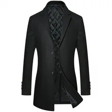 Осень Новое повседневное длинное Мужское пальто высокого качества приталенное мужское зимнее пальто