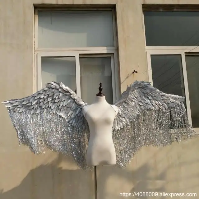 

Sliver Angel Wings feather Birthday Party Decoration Cute Kids and adults For Photo Prop Household Stage Performance Supplies