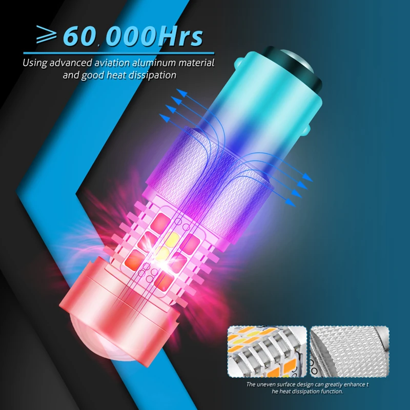 Katur 2 шт. Высокая мощность DC12V 1157 BAY15D Белый Ambor двухцветный светодиодный