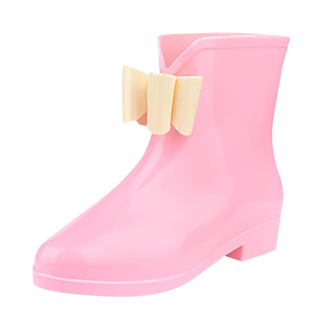 Women's Wedges Rain Boots Women Flat Heel Round Head Slip-On Boots Short Tube Rain Boots Non-slip Waterproof Water shoes woman