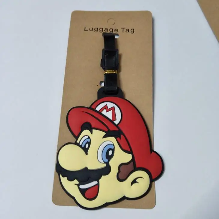 1 Pcs Cartoon Super Mario Bros PVC Cosplay Key Chain Soft Rubber Luggage Tag Boarding Pass Bag Tags Hanging Action Figures
