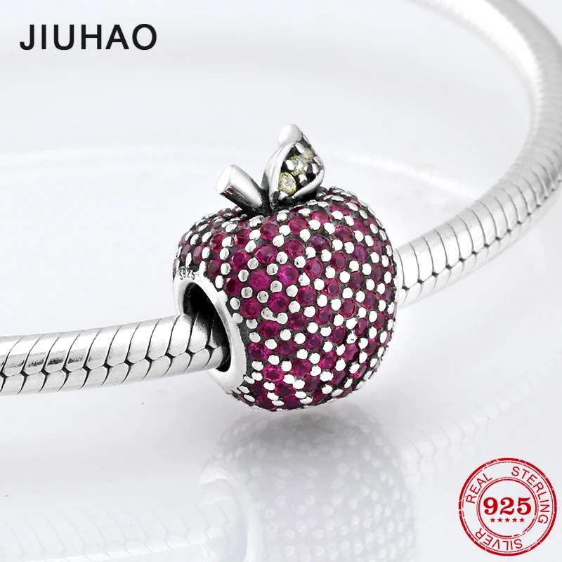 Billige Heißer verkauf schmuck apple perle rosa rot bunte zirkonia perlen 925 sterling silber Fit Original Pandora Charms Armband Schmuck