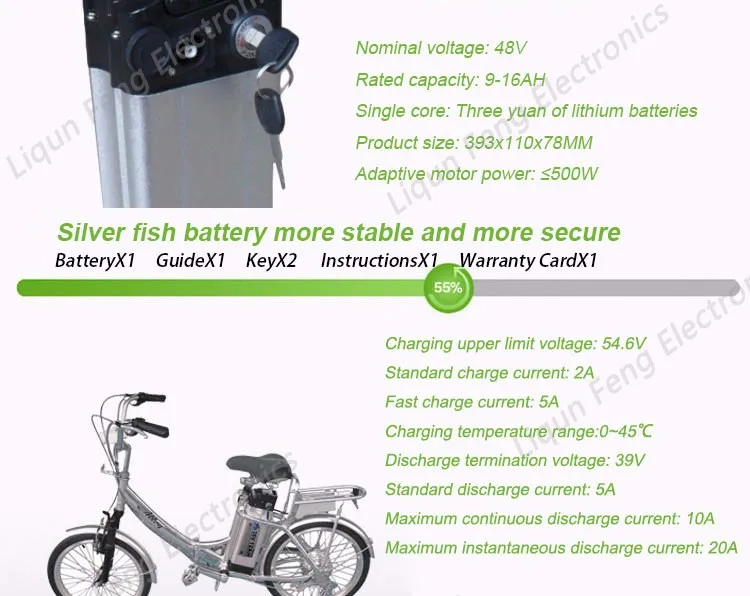 Cheap Silver Fish 48V 8AH ETARIO Battery Modified Mountain E-bike Electric Vehicles Electric Scooter Lithium ion Battery Send Charger 2