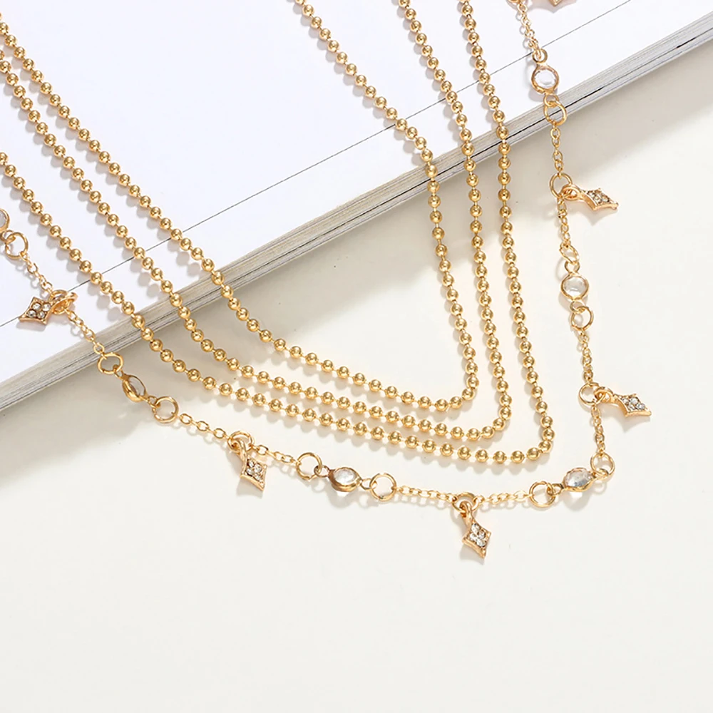 MAA-OE богемное многослойное ожерелье с подвеской s для женщин модное Золотое Хрустальное Очаровательное ожерелье в виде цепи, ювелирные изделия оптом