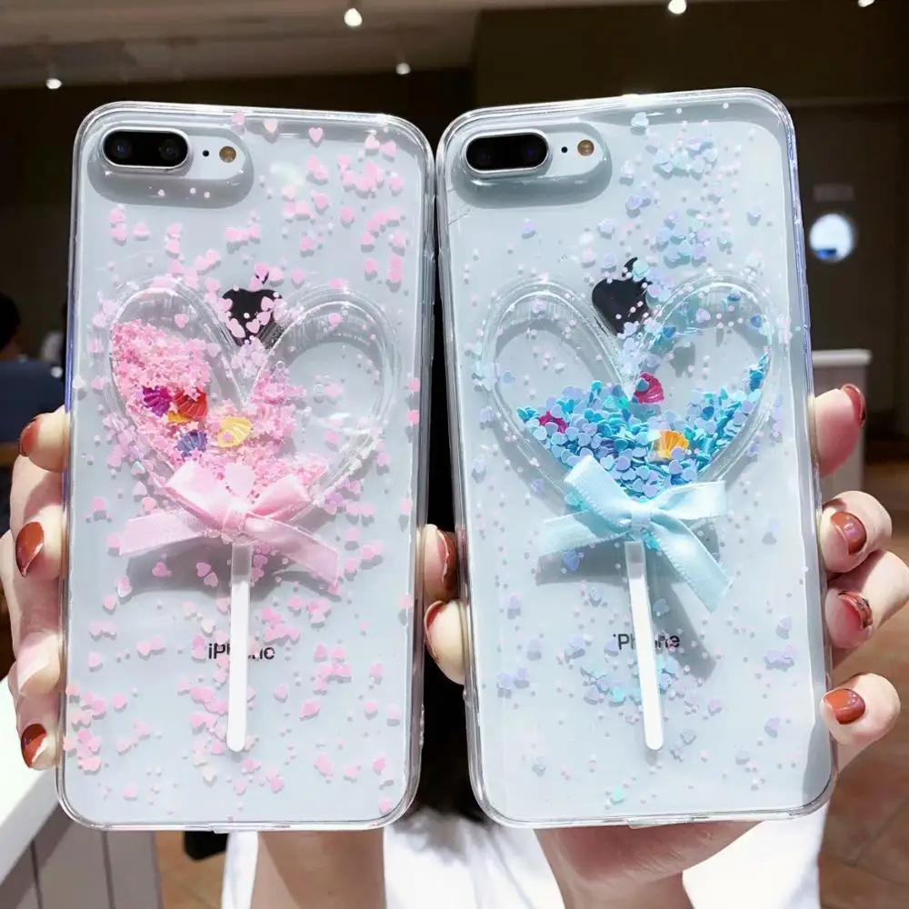 

Liquid Bling Quicksand Rainbow Love Heart Soft TPU Case for Huawei P20 Lite P20 Pro