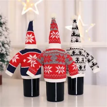 Красные чехлы для винных бутылок, сумки, крышки для бутылок, Рождественский Санта Клаус, одежда, свитер, рождественские, новогодние украшения, вечерние принадлежности
