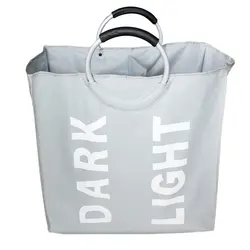 Двойной решетки складной Прачечная стиральная bin одежда корзина для хранения сумка-светло-серый